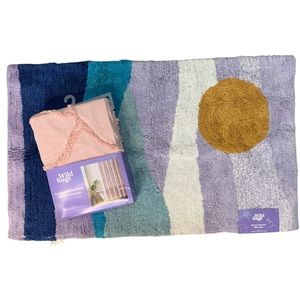 Wild sage shower curtain and bath rug bundle NWT